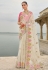 Cream viscose jacquard saree with blouse 7207