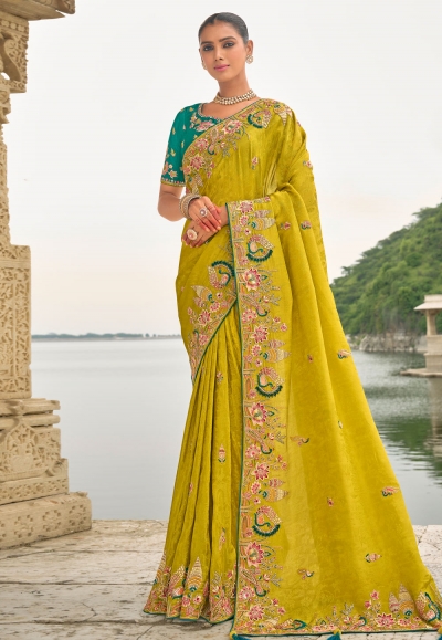 Light green viscose jacquard saree with blouse 7208