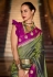Mehndi silk saree with blouse 820007