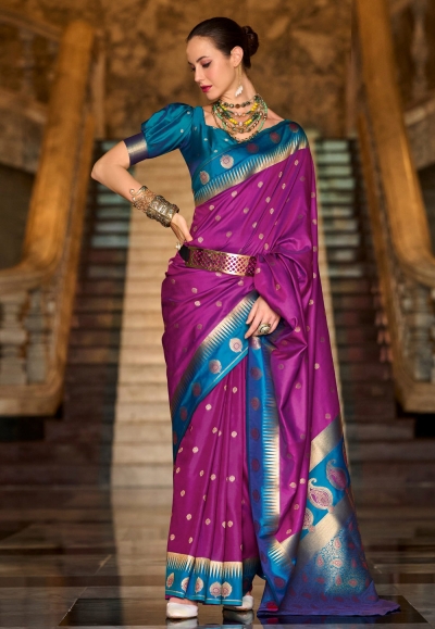 Magenta silk saree with blouse 820002