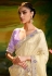 Cream organza saree with blouse 5383