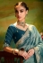Sea green organza saree with blouse 5387