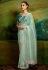 Sea green organza saree with blouse 5390
