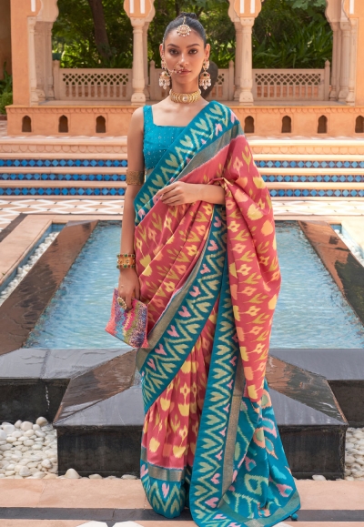 Peach silk saree with blouse 590