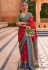 Red silk saree with blouse 596