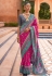 Magenta silk saree with blouse 595
