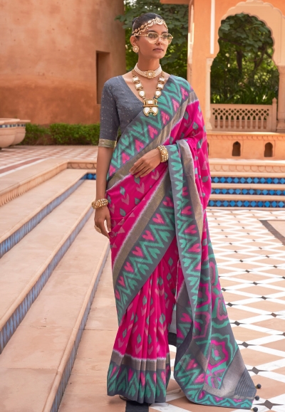 Magenta silk saree with blouse 595