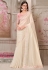 Cream satin silk saree with blouse 31003
