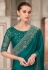 Teal satin silk saree with blouse 31004