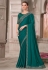 Teal satin silk saree with blouse 31004