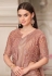 Peach satin silk designer saree 31006