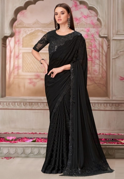 Black georgette saree with blouse 31008