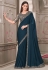 Teal satin georgette saree with blouse 31015