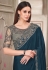 Teal satin georgette saree with blouse 31015