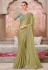 Pista green silk chiffon saree with blouse 31016