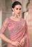 Peach satin georgette saree with blouse 31017