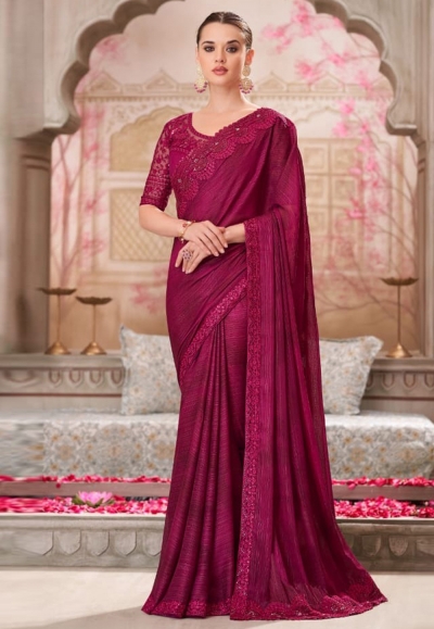 Magenta shimmer saree with blouse 31018