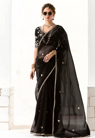 Black organza saree with blouse 2211