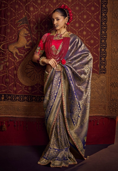 Purple viscose saree with blouse 6905