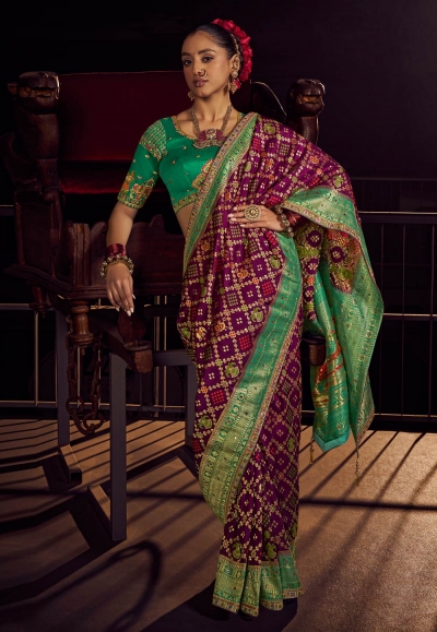 Wine viscose saree with blouse 6906