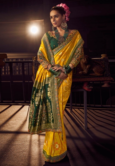 Yellow viscose saree with blouse 6904