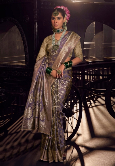 Lavender viscose saree with blouse 6801