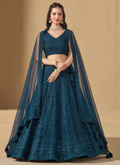 Blue georgette a line sequins lehenga choli 5124