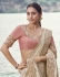 Chikoo and Baby Pink Satin silk jacquard embroidered wedding saree 8607