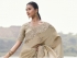 Beige Tissue silk jacquard half n half embroidered wedding saree 8602