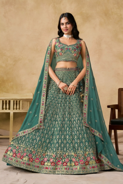 Blue georgette a line sequinsembroidered lehenga choli 5334a