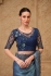Metal blue Satin Crush georgette embroidered saree with blouse 32007