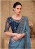 Metal blue Satin Crush georgette embroidered saree with blouse 32007