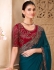 Peacock blue satin georgette embroidered saree with blouse 32018