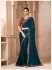 Peacock blue satin georgette embroidered saree with blouse 32018