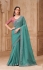Dusty blue and rose crushed satin georgette embroidered saree with blouse 32016