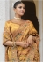 Pure smooth zari silk Mustard printed and embroidered saree with blouse 8104