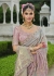 Pure smooth zari silk Shaded Peach grey embroidered saree with blouse 8107