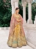 Mustard Yellow and peach Ziraf Viscous Silk sembroidered wedding lehenga choli 7914