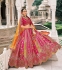 Rani Pink and Orange Raw Silk sembroidered wedding lehenga choli 7905