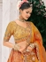 Orange and Yellow Tissue Zari sembroidered wedding lehenga choli 7901
