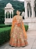 Beige Gold and Orange Tissue Zari sembroidered wedding lehenga choli 7903
