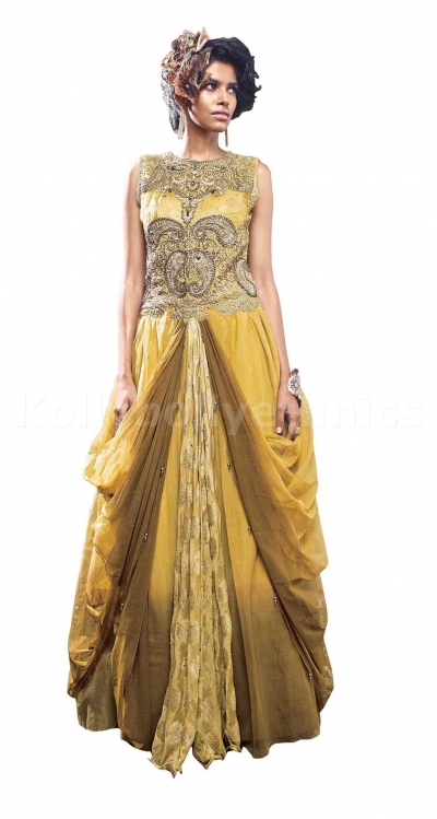 Blissful Yellow Colour Wedding Gown