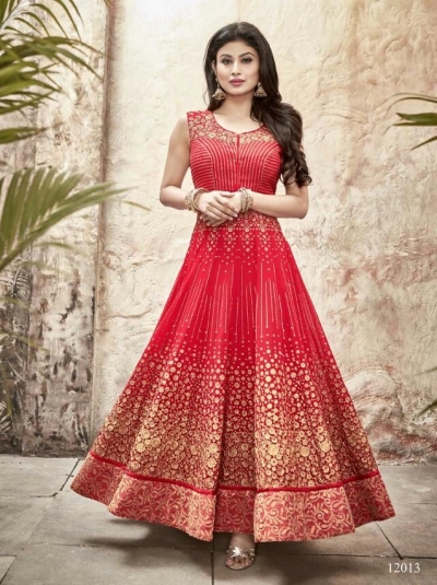 red anarkali wedding dress