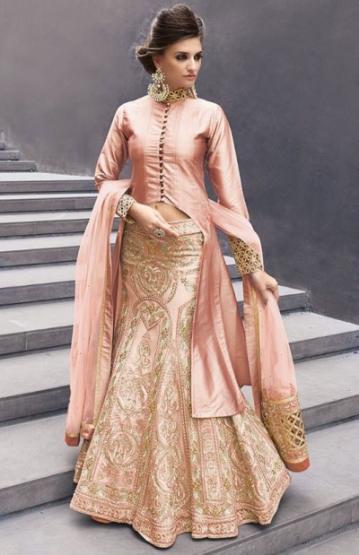 Peach colour party wear lehenga clearance