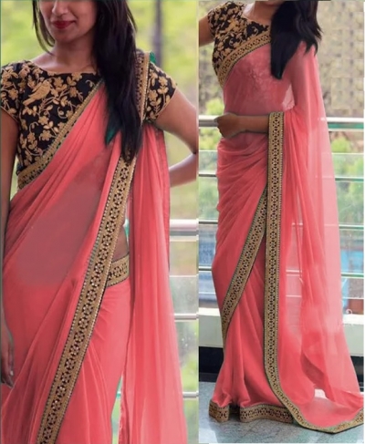 black color party wear saree