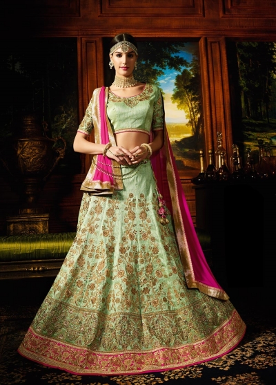 mint green lehenga choli