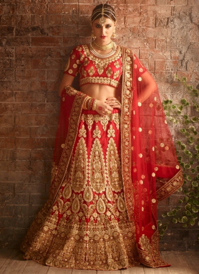red net bridal lehenga