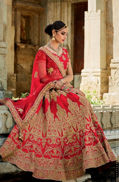 bridal lehenga dark red colour