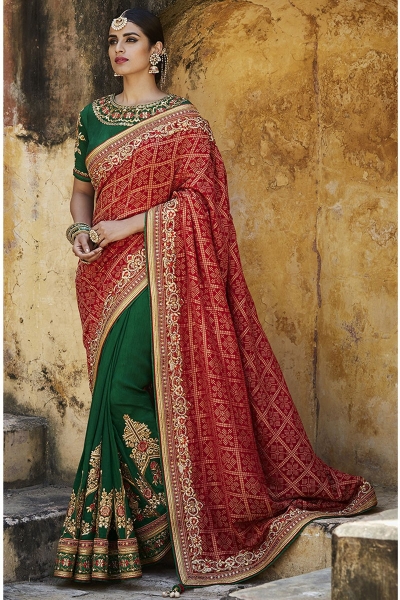 red and green indian wedding dresses