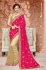 Pink and beige silk and net wedding wear saree